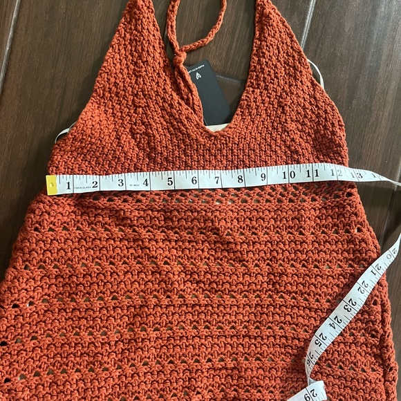 Mojave Muse Rust Orange Crochet Sleeveless Mini Dress lulus - Picture 9 of 9